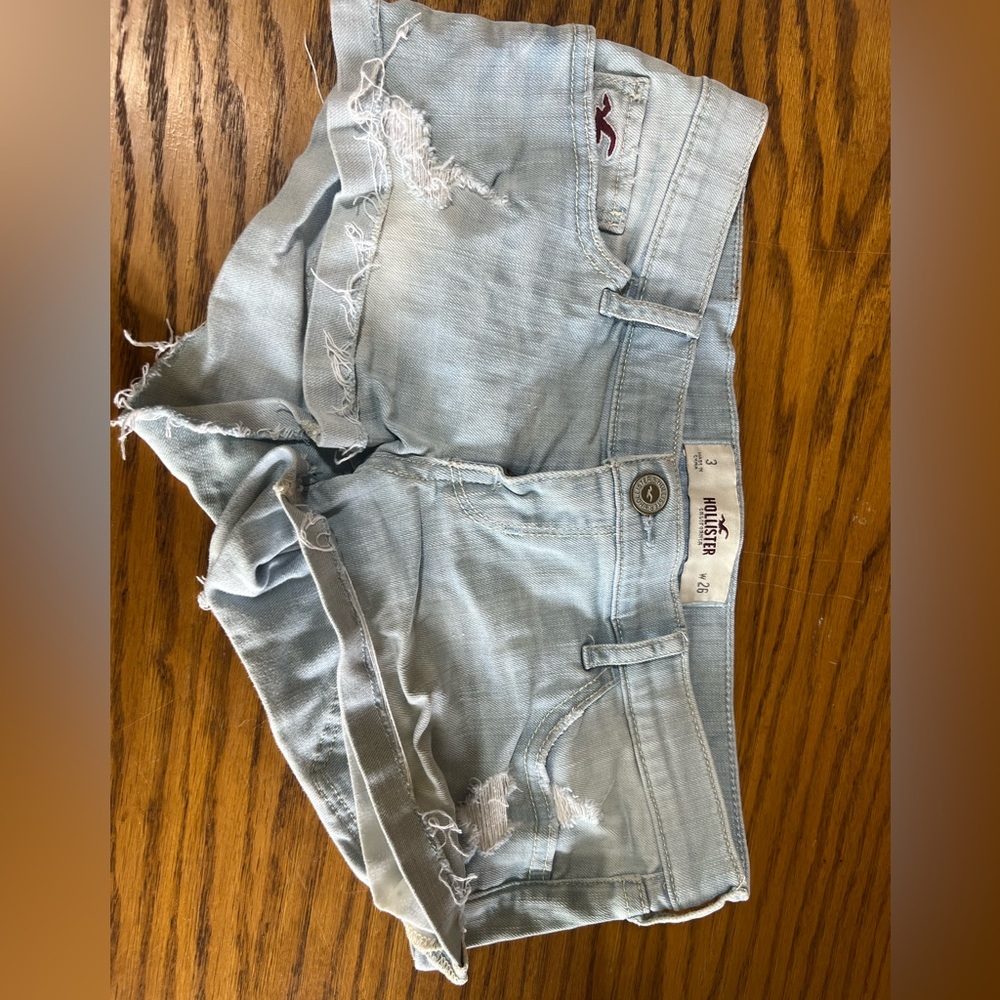 Hollister Blue Jean Shorts Distressed Casual